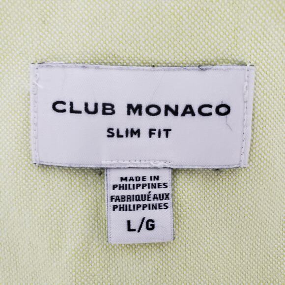 Club Monaco Oxford Shirt Men L Slim fit Button down Long Sleeve Yellow Solid - Picture 11 of 14